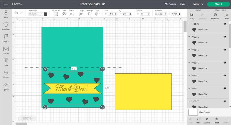 Screenshot of making a cut out card. First Step.