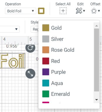 foil operation in cricut design space