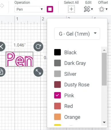 pen operation in cricut design space