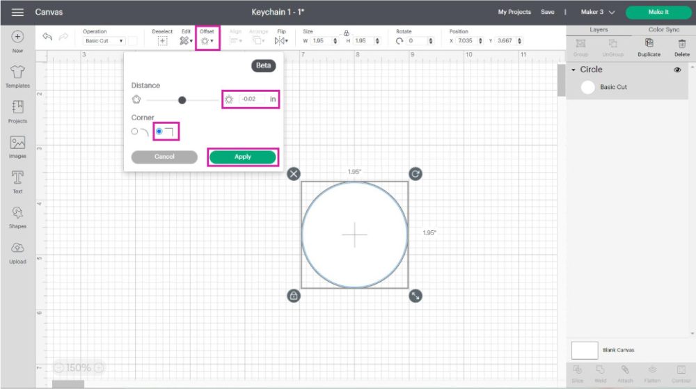 adding an inset in cricut design space