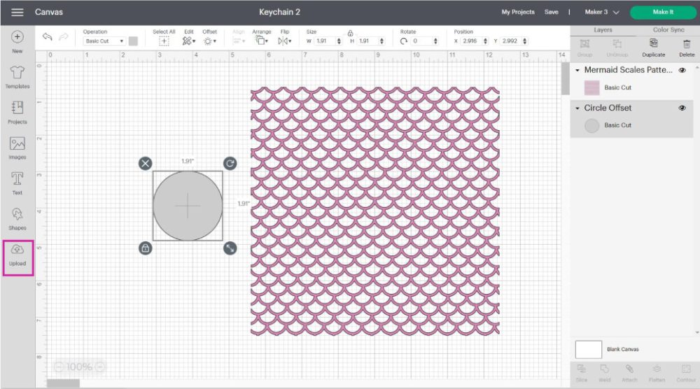 circle and mermaid scale pattern