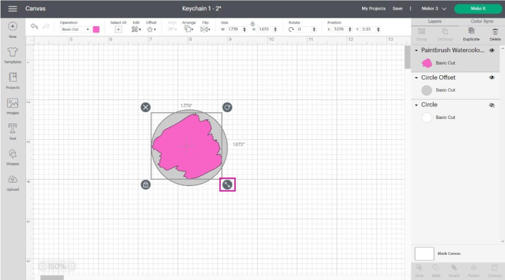 resizing brush stroke in design space