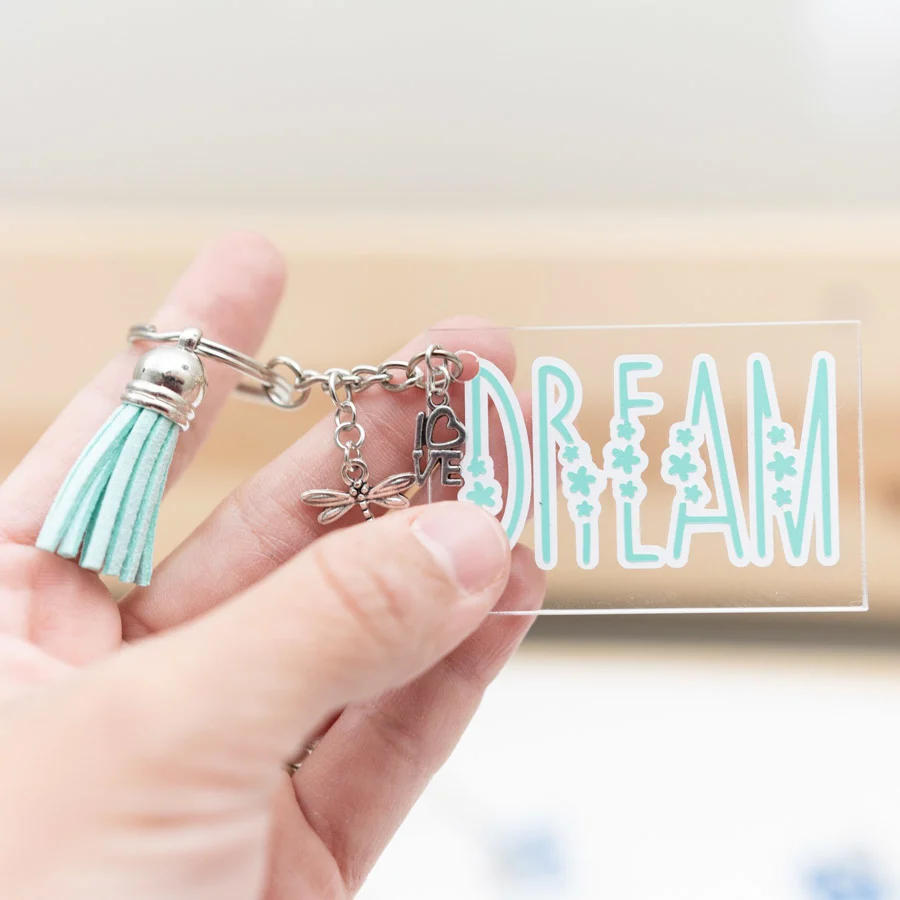 cream keychain made with cricut