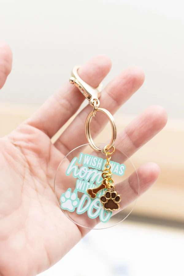 I wish I was home with my dog keychain made with cricut