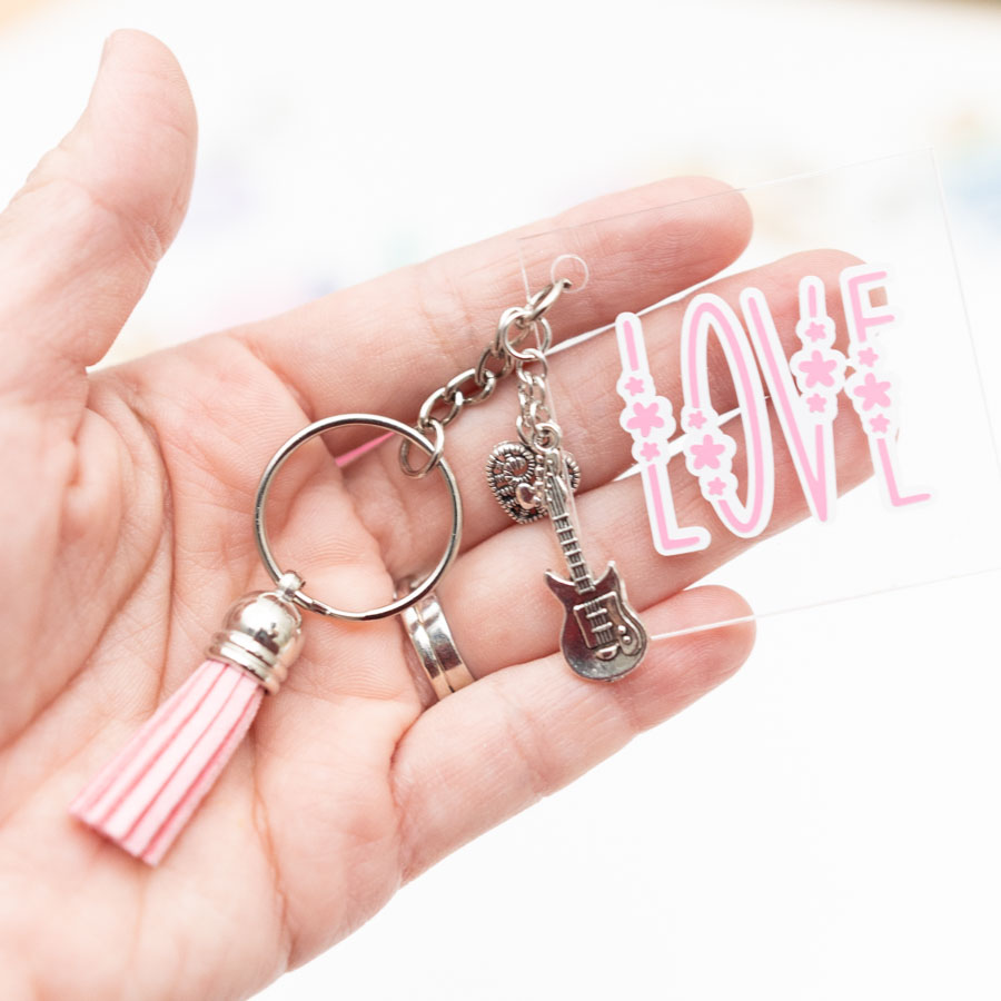 love keychain made with cricut