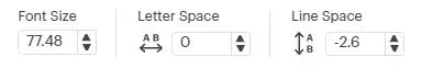 Top Panel Font Spacing and size Cricut Design Space
