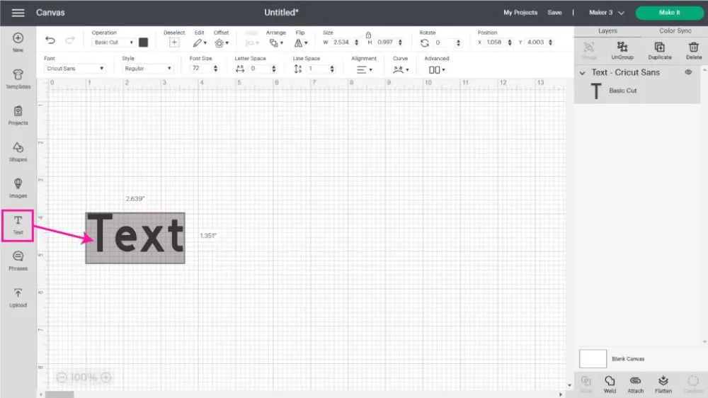 add text in cricut design space