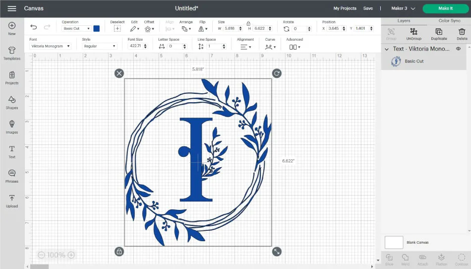 viktoria monogram font in cricut design space.