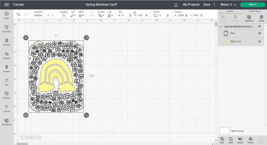 insert card in design space space