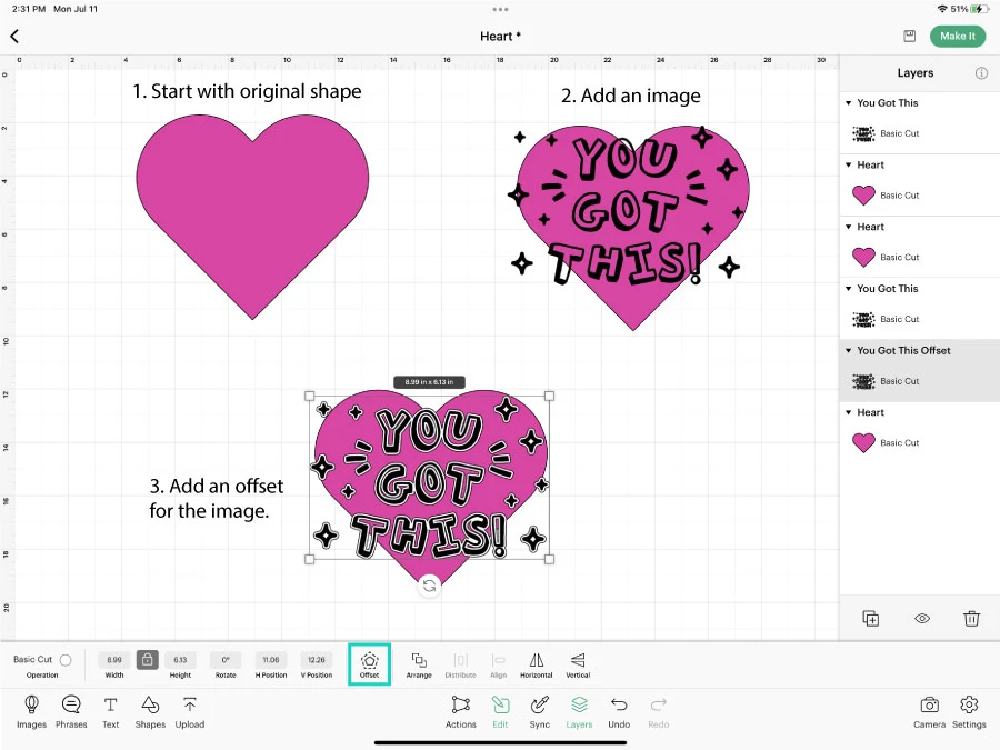 Editing an image in Cricut Design Space App