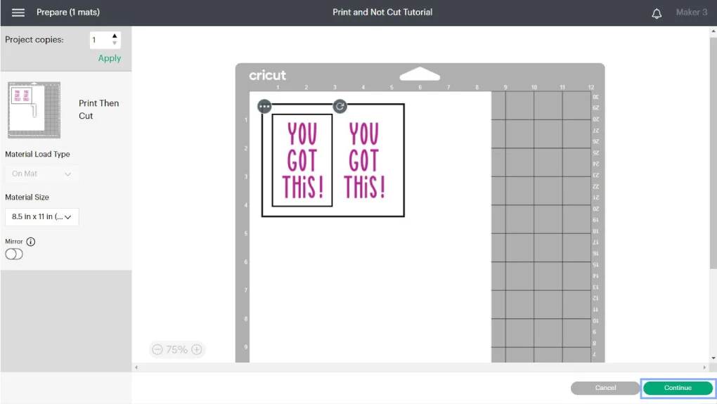 mat preview for print then cut tutorial.