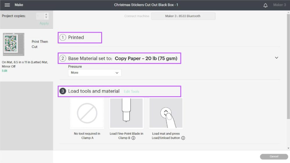 material selecting in design space