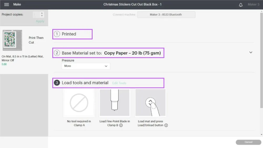 material selecting in design space