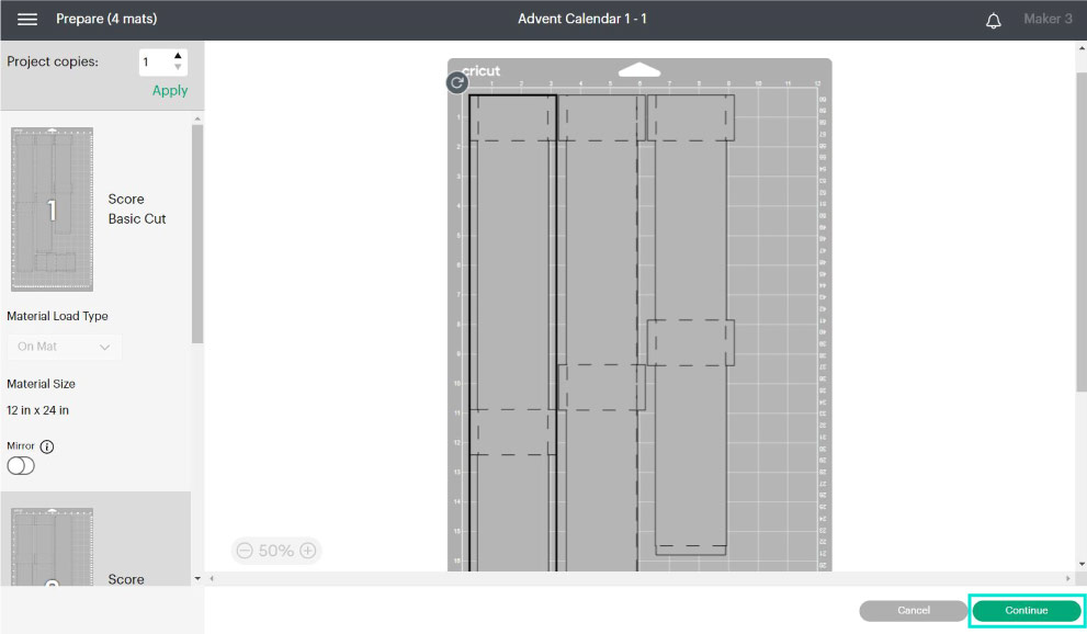 mat preview design space