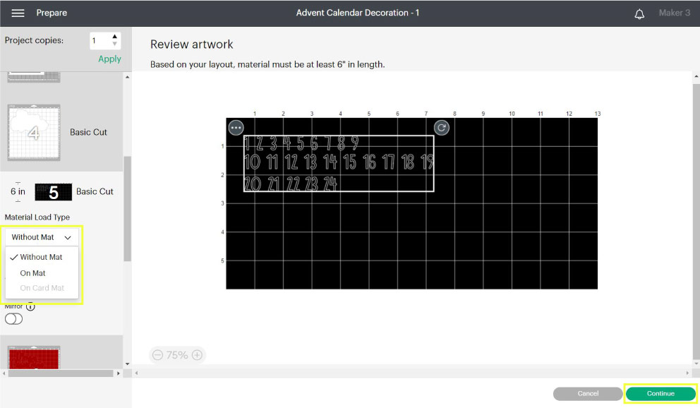 changing load type in design space