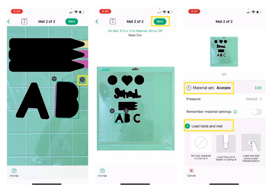 organizing elements on snap mat