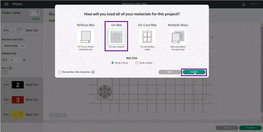 selecting how to load materials in design space