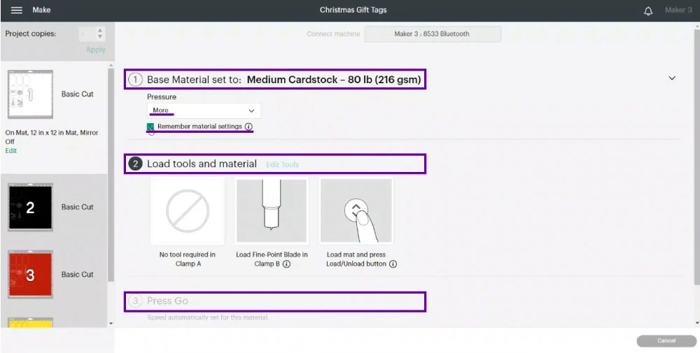 selecting base material in design space