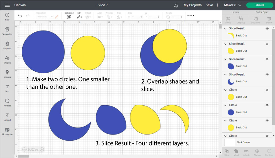 making a moon with the slice tool