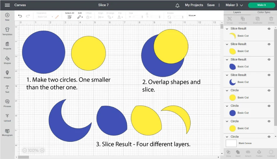 making a moon with the slice tool