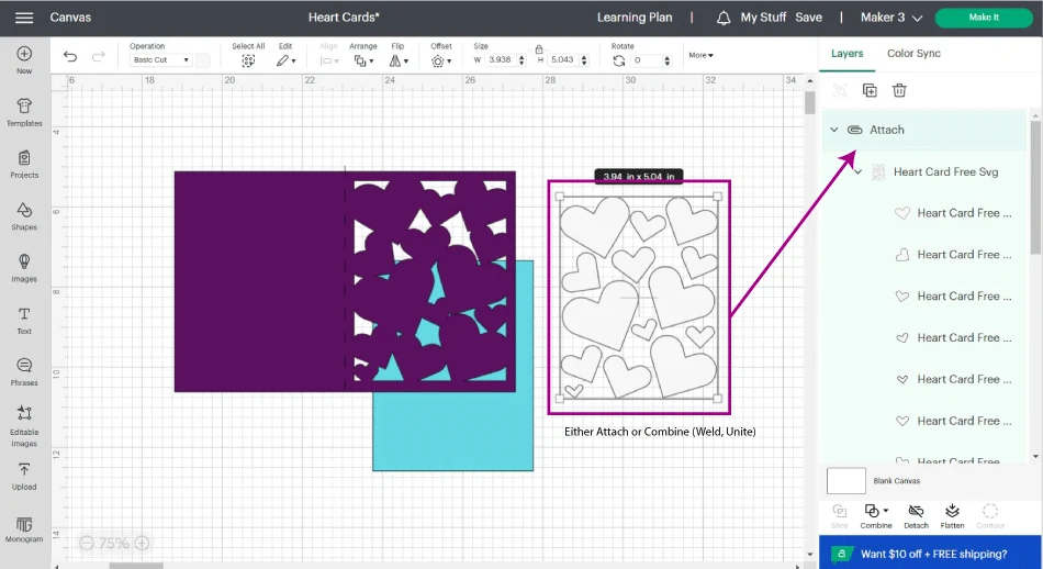 attach and combine in design space