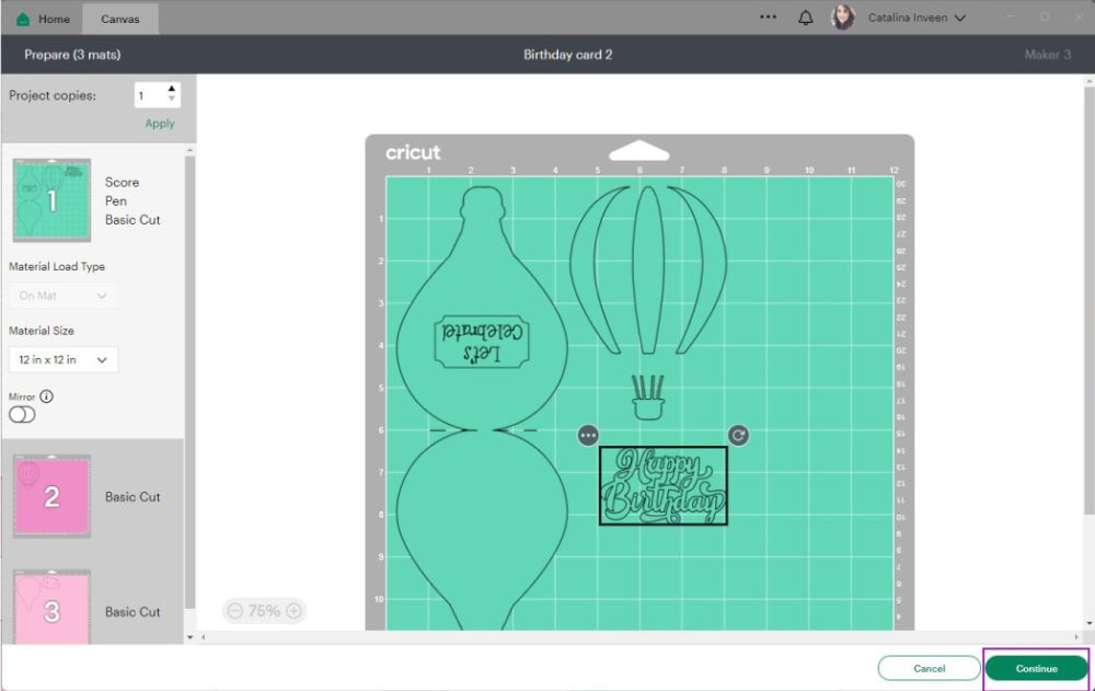 mat preview cricut design space