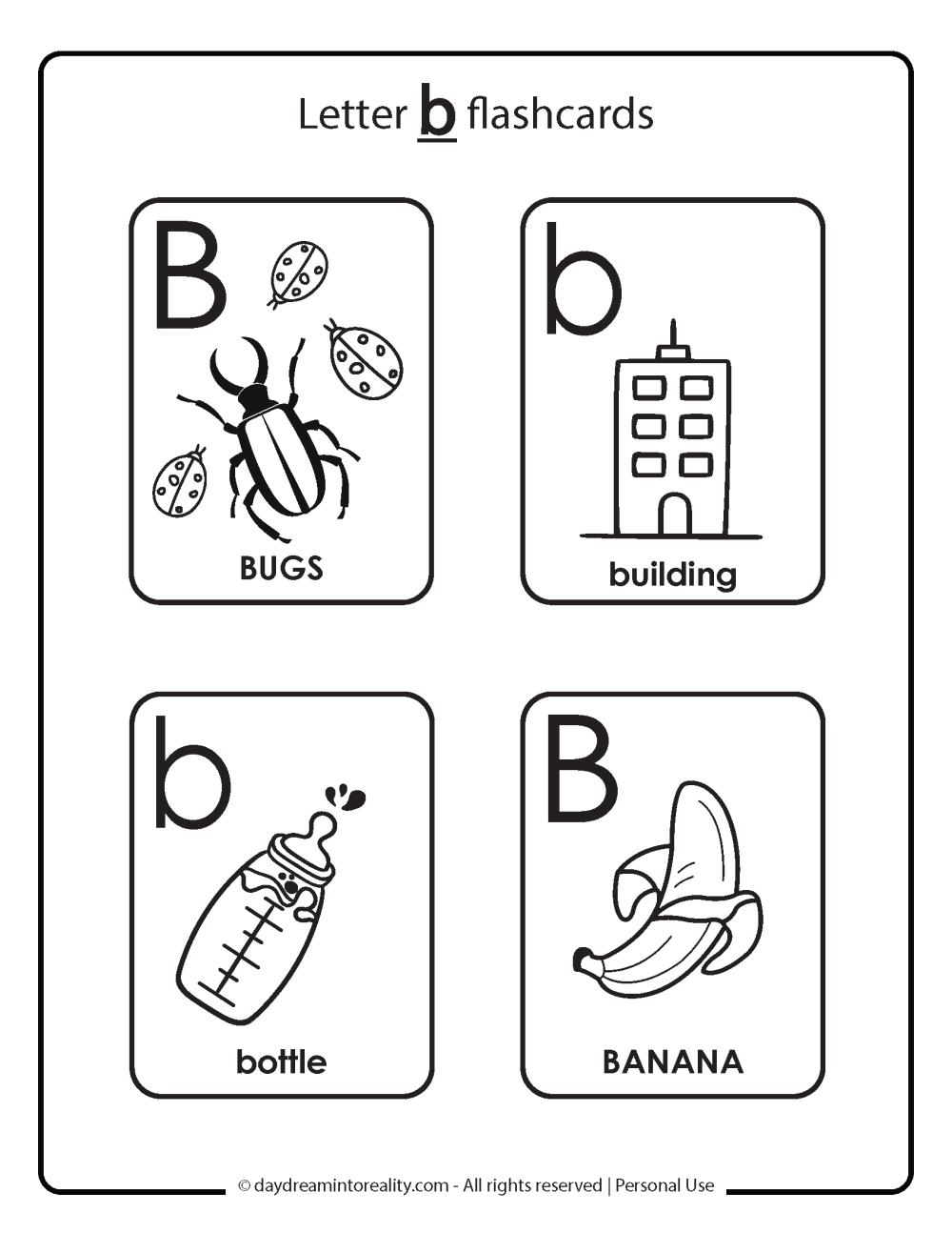 letter b flashcards free printable