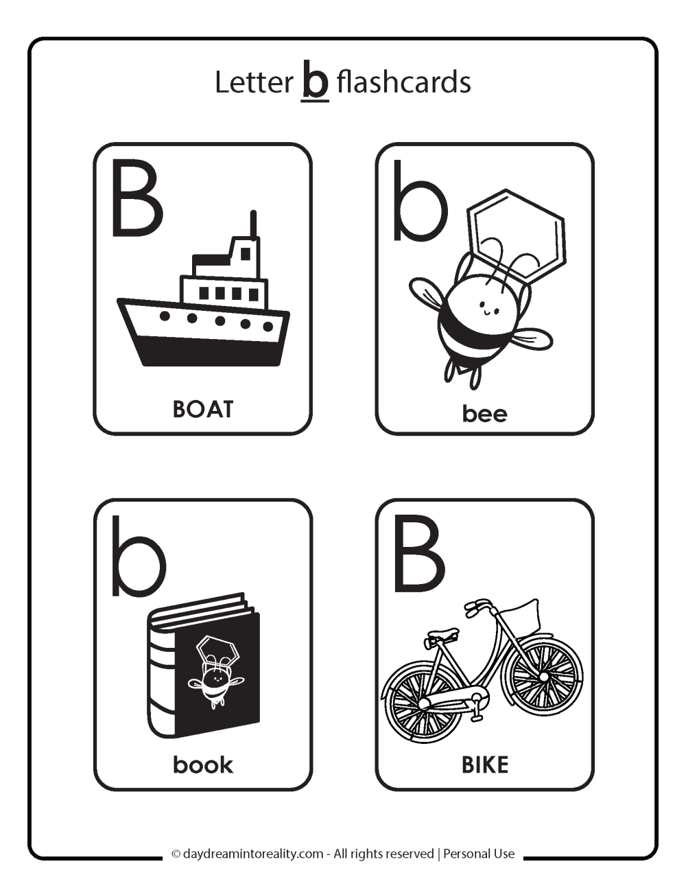 letter b flashcards free printable