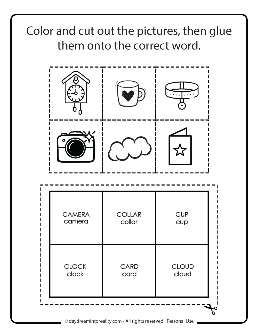 Letter C memory game free printable