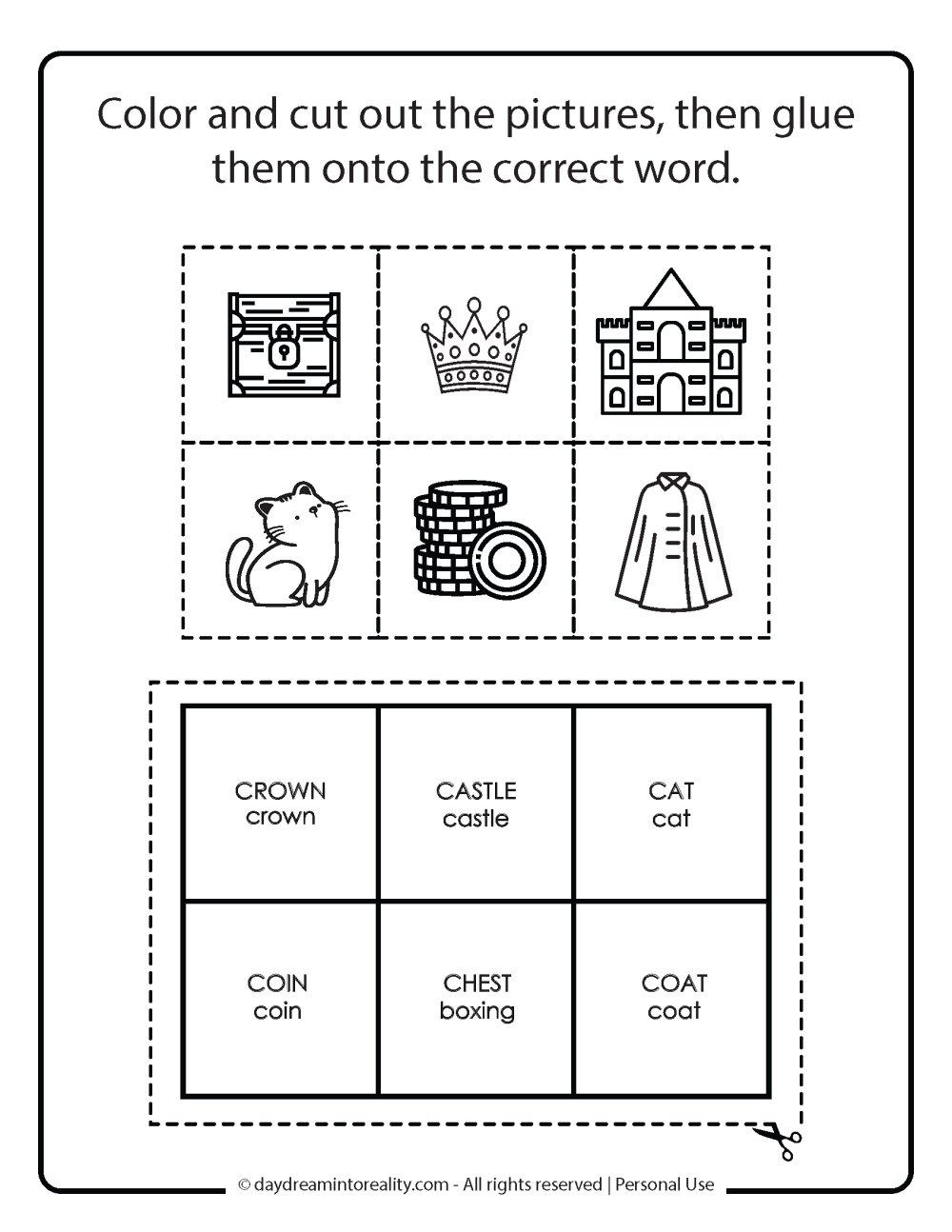 Letter C memory game free printable