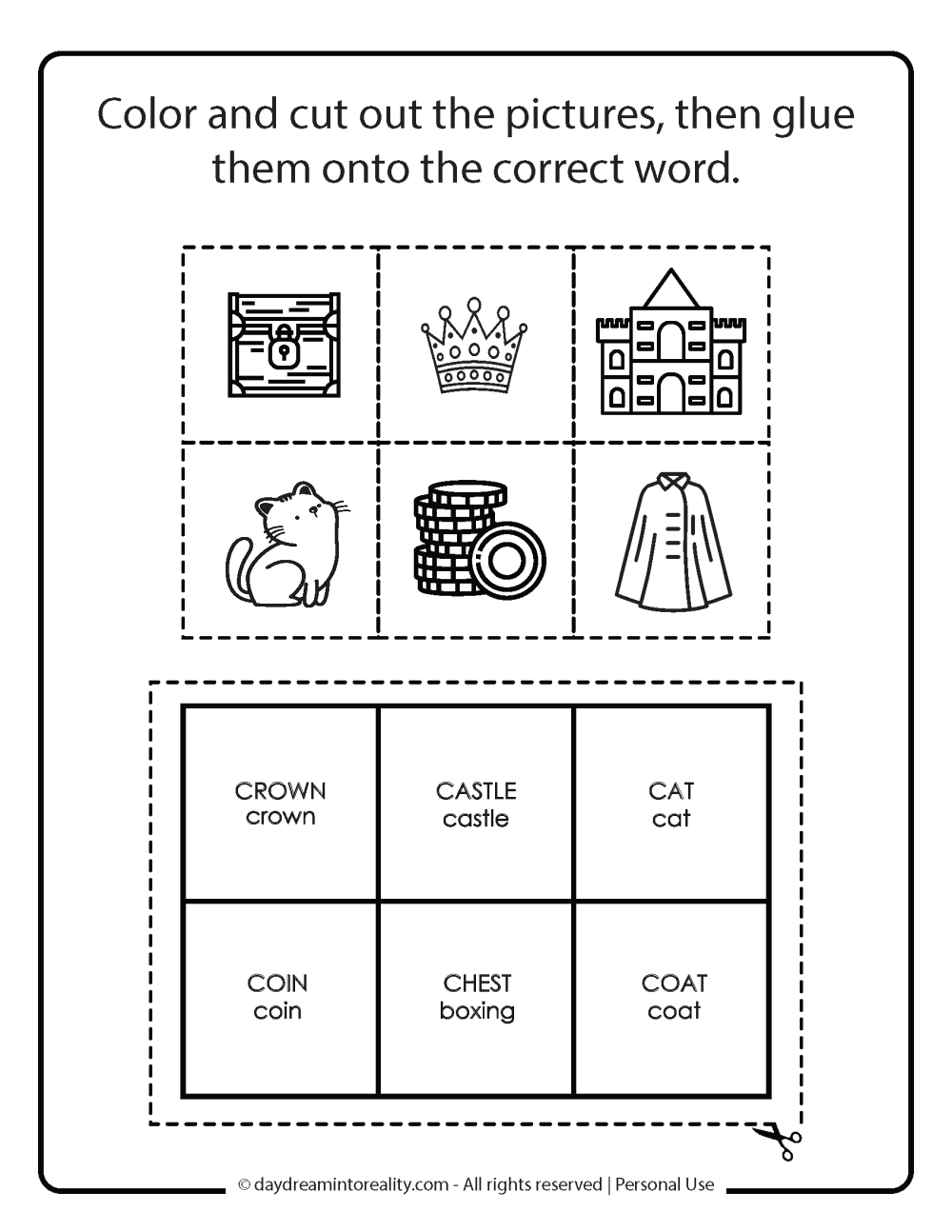 Letter C memory game free printable