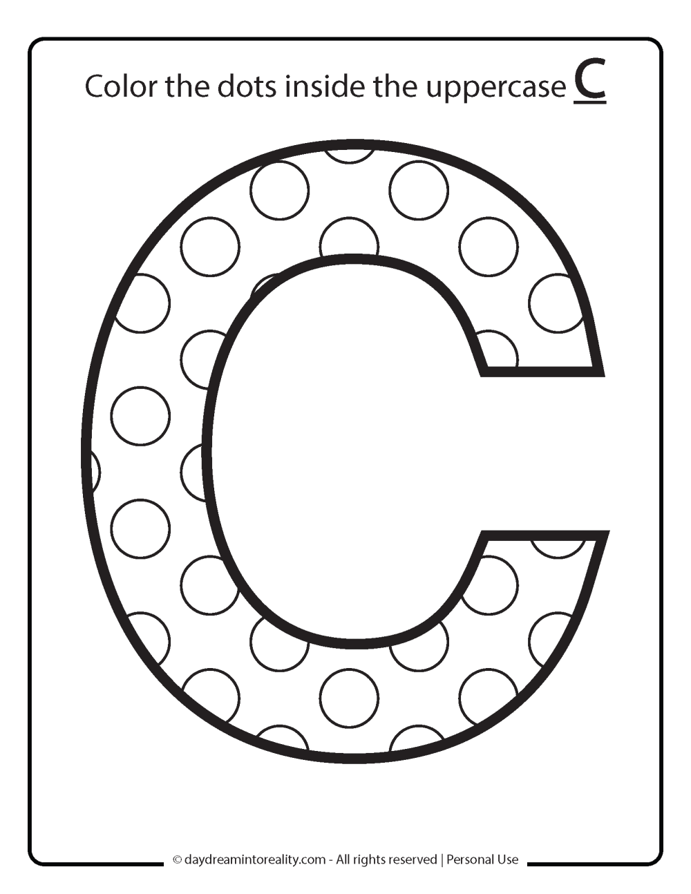 Uppercase C dot coloring worksheet free printable