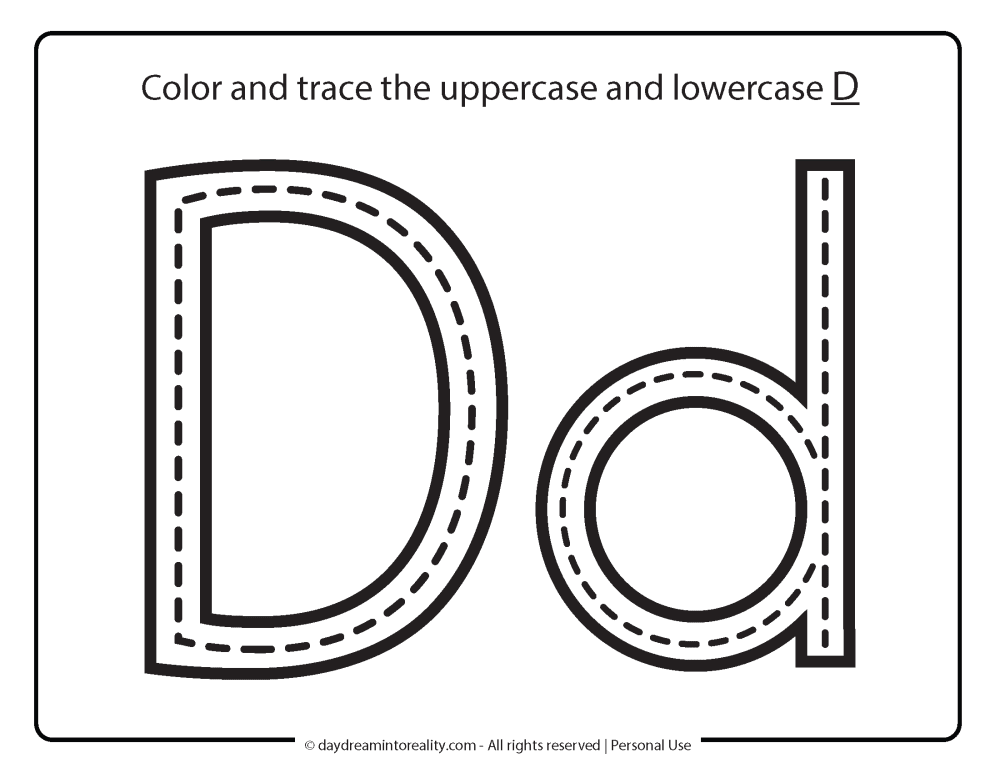 Letter D worksheet free printables - writing practice