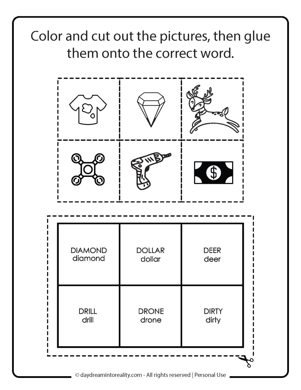 Letter D worksheet free printables. Memory game.