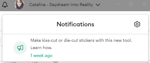 notifications window cricut design space