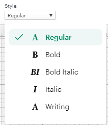 font style menu in cricut design space.