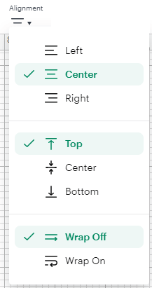 text aligment icon in design space.