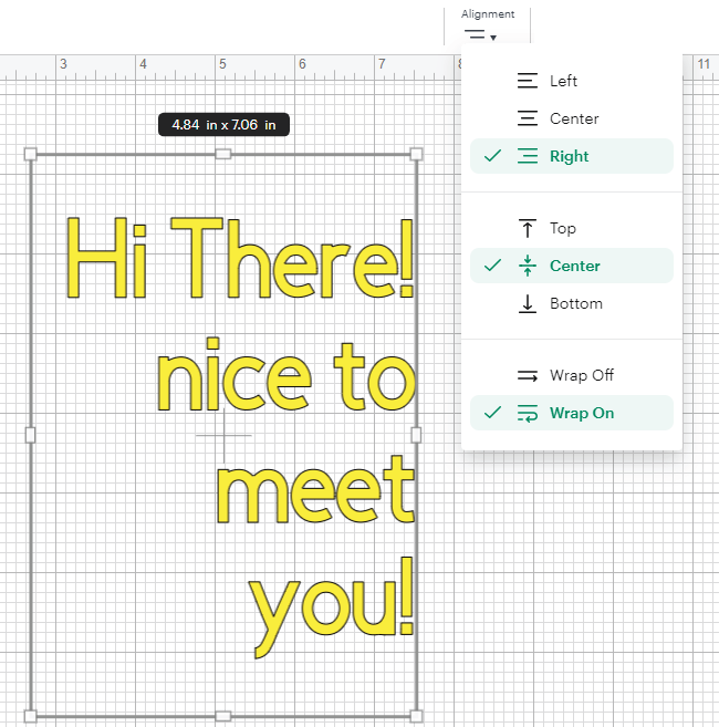 Text align graphic in cricut design space