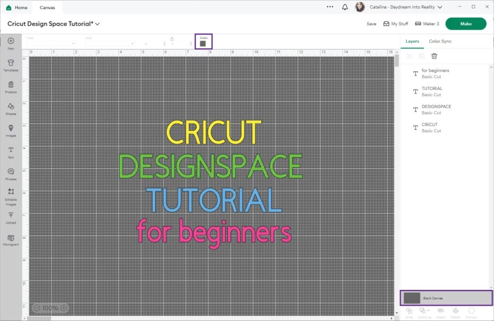 blank canvas tool in cricut design space.