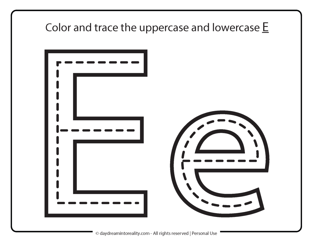 letter e trace worksheet free printable