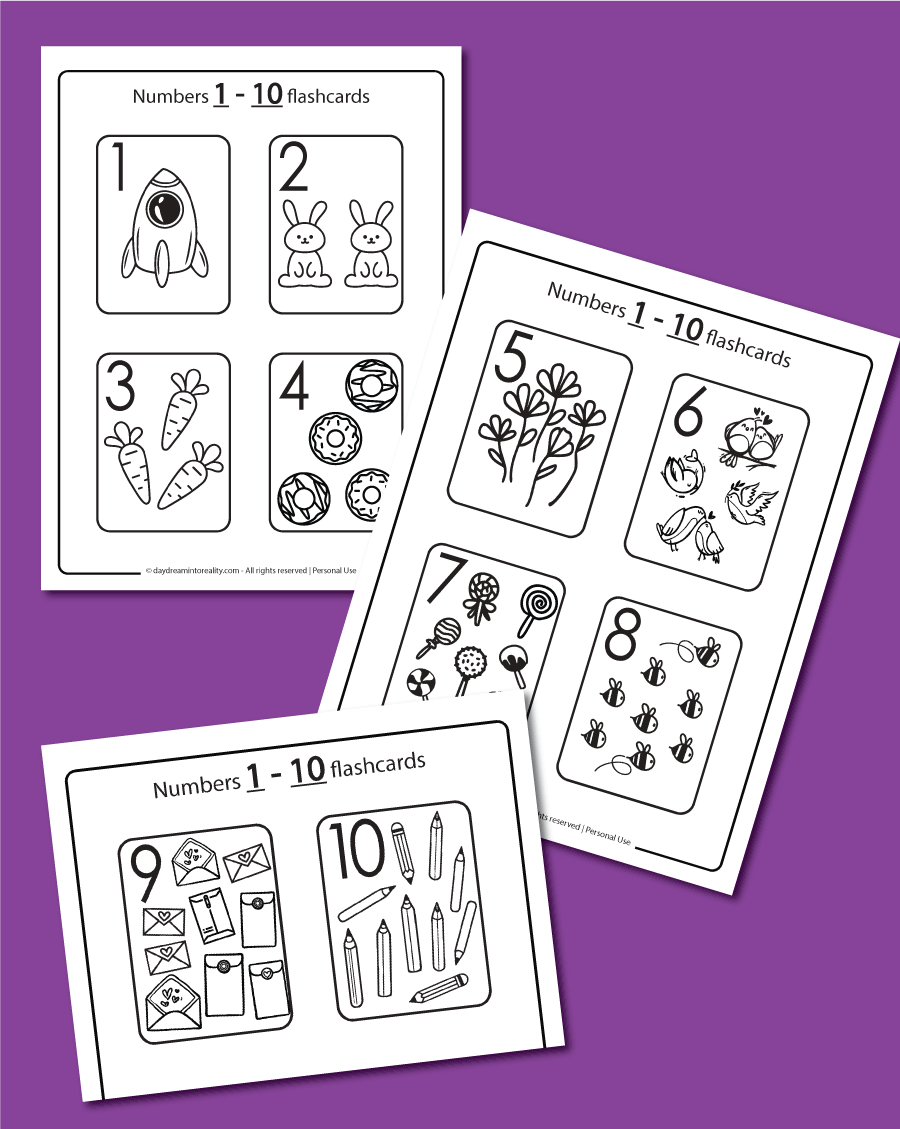 numbers 1-10 flashcards free printable