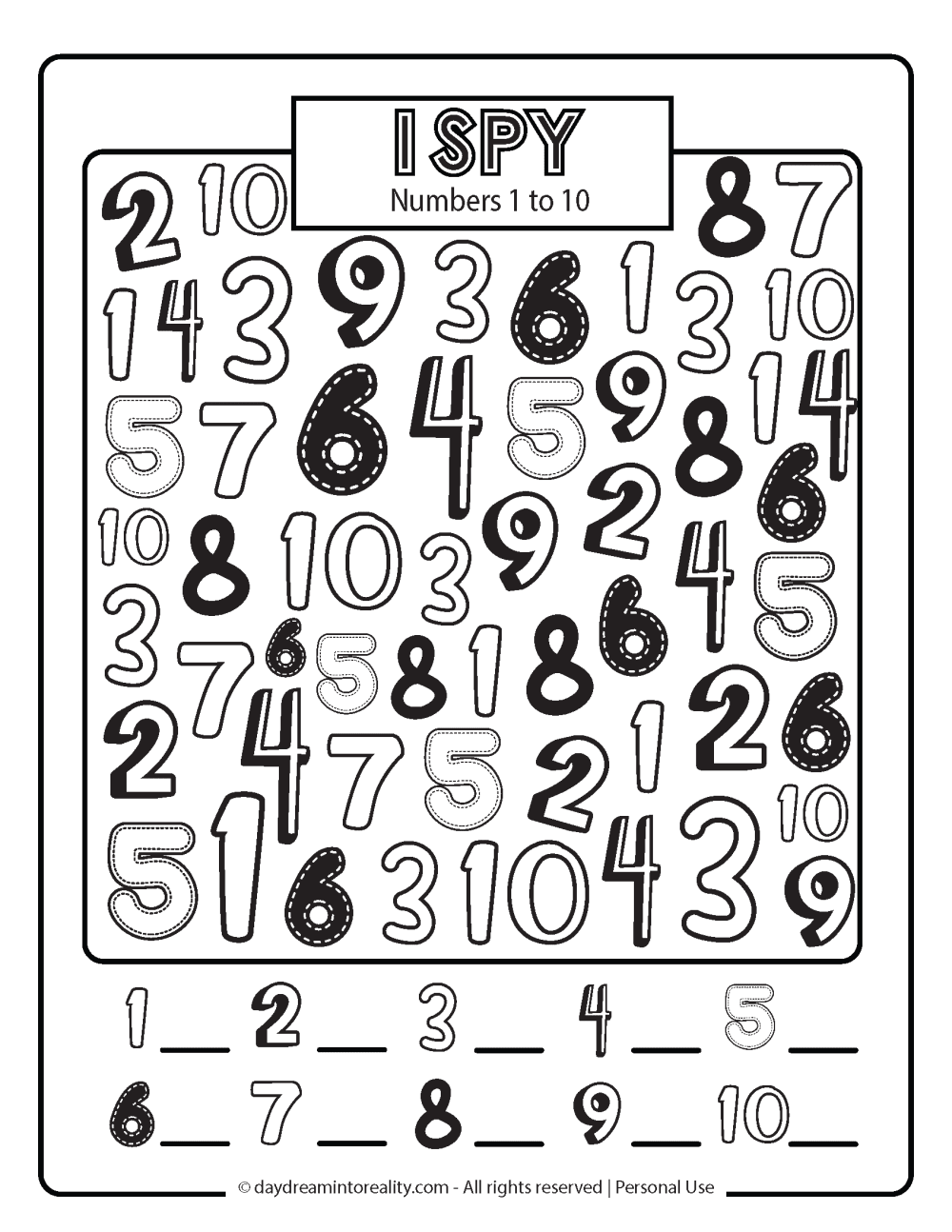 i spy numbers 1 to 10 free printable