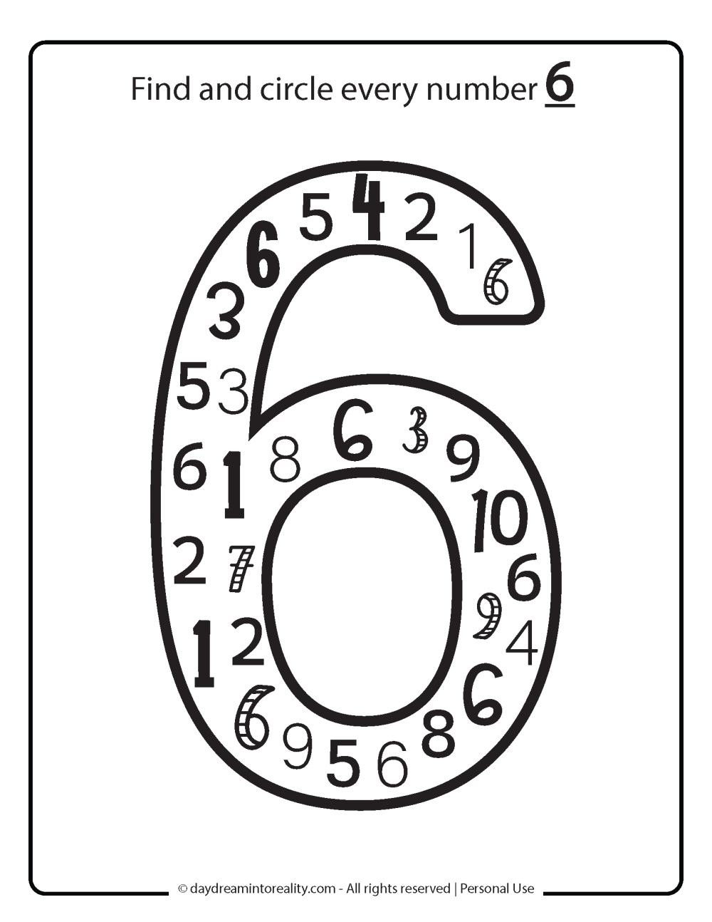 recognize number 6 worksheet free printable. 