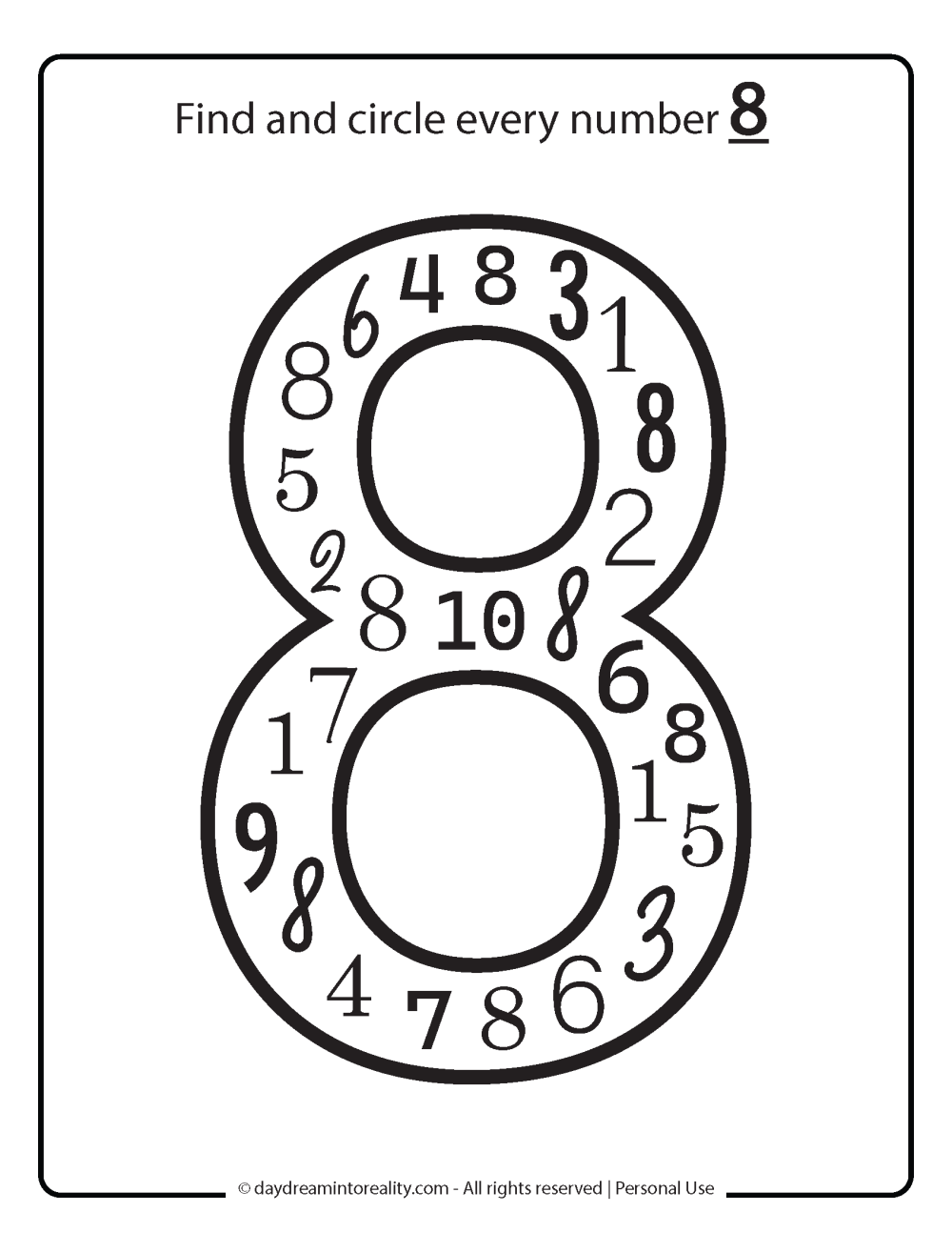 recognize number 8 worksheet free printable. 