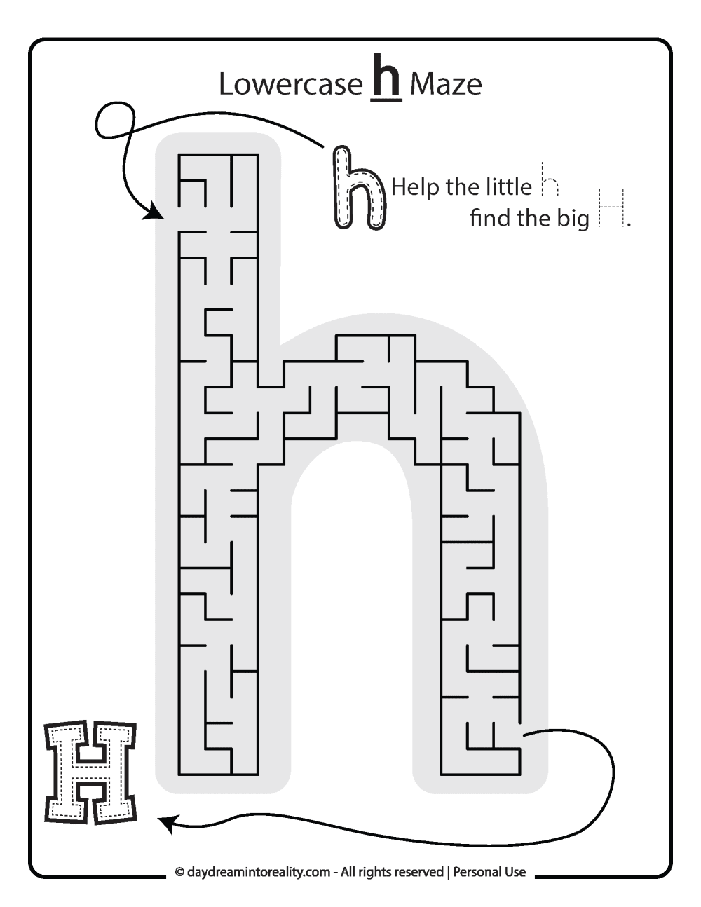 Uppercase Lowercase Letter "" Maze Free Printable 