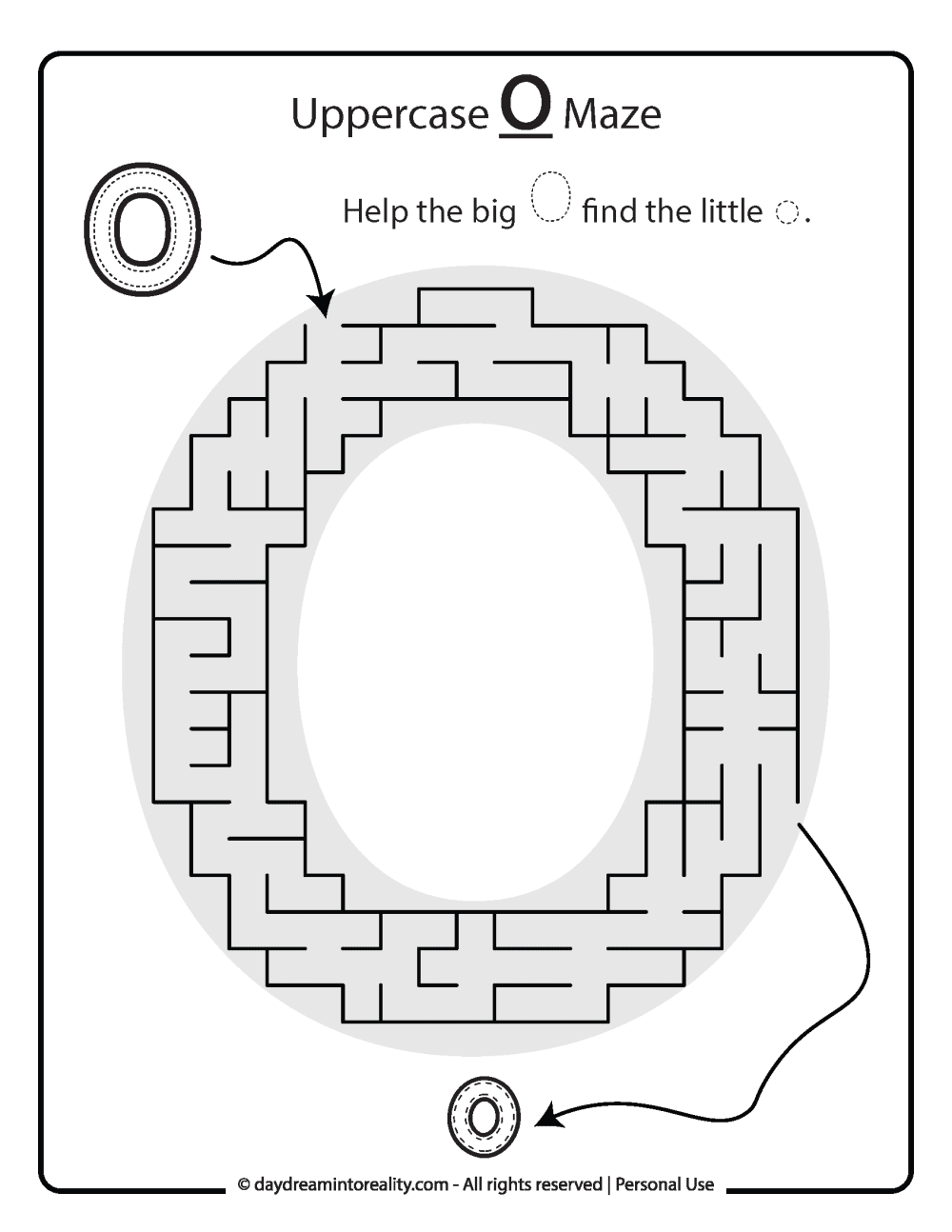 Uppercase "O" Maze Free Printable