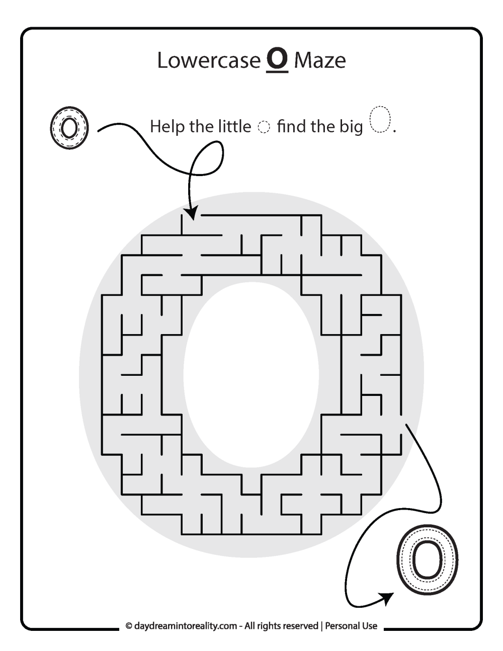 Lowercase "O" Maze Free Printable