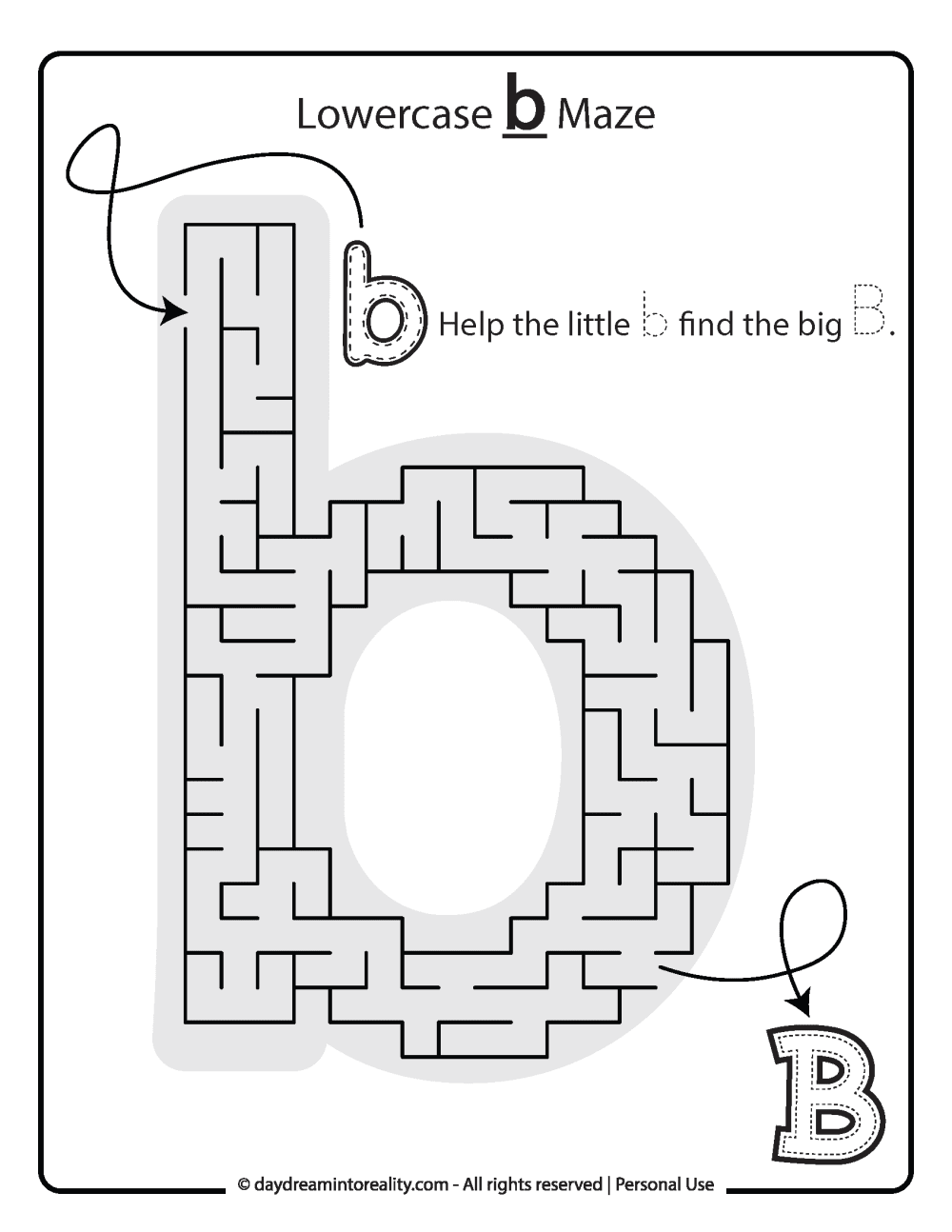 Lowercase "b" Maze Free Printable