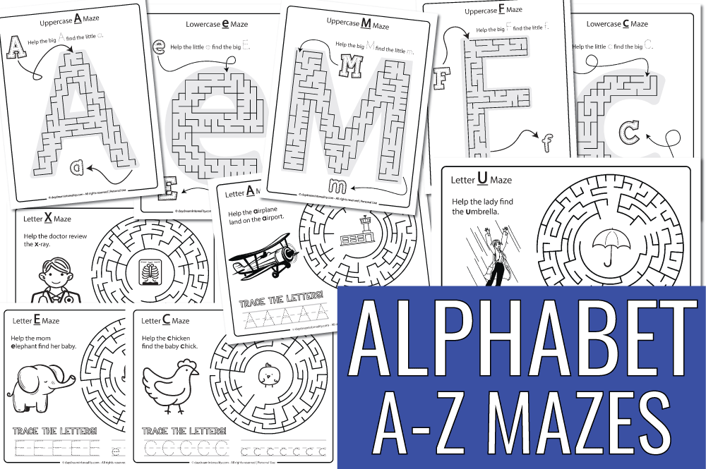 Alphabet mazes pdf from a - z free printables