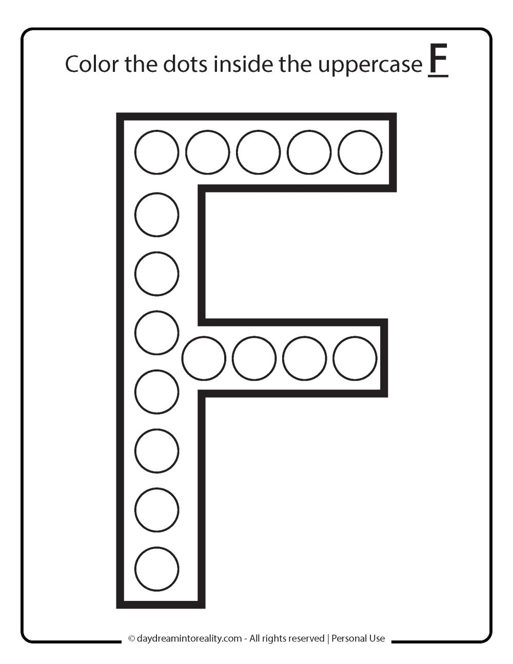 Dot marker worksheet Letter F Free Printable